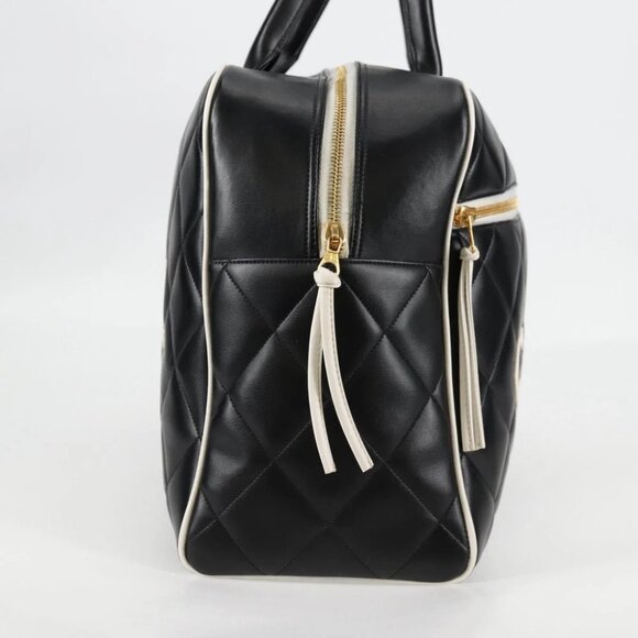 CHANEL Matelasse Boston Bag Calf Skin Black CC Auth 127925V - Picture 5 of 15